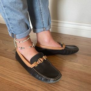 Tod’s black brown loafers driving Mocs 8.5